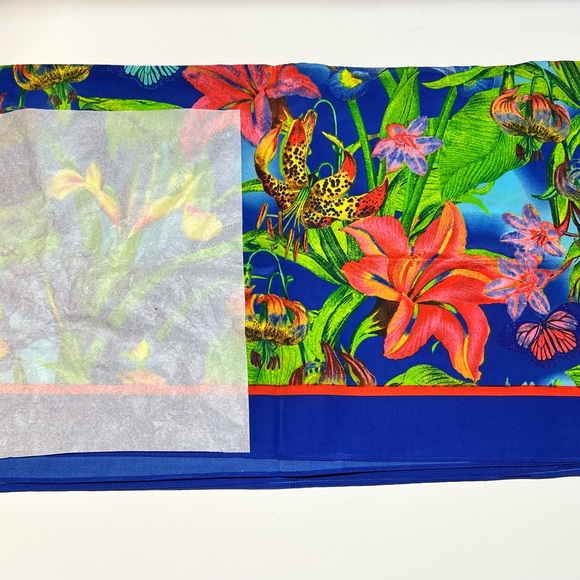 New Linea by Louis Dell'Olio Tiger Lily Scarf Blue Multicolor Butterfly - Picture 4 of 8